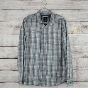 prAna Holton Long Sleeve Men's Plaid Button Up Lightweight Flannel Shirt Large